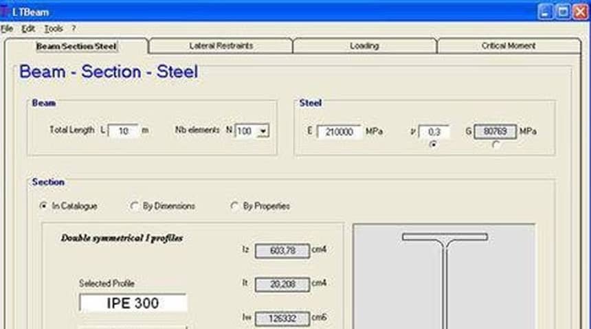 Structural analysis & steel structure design can be accomplished with LTBeam.