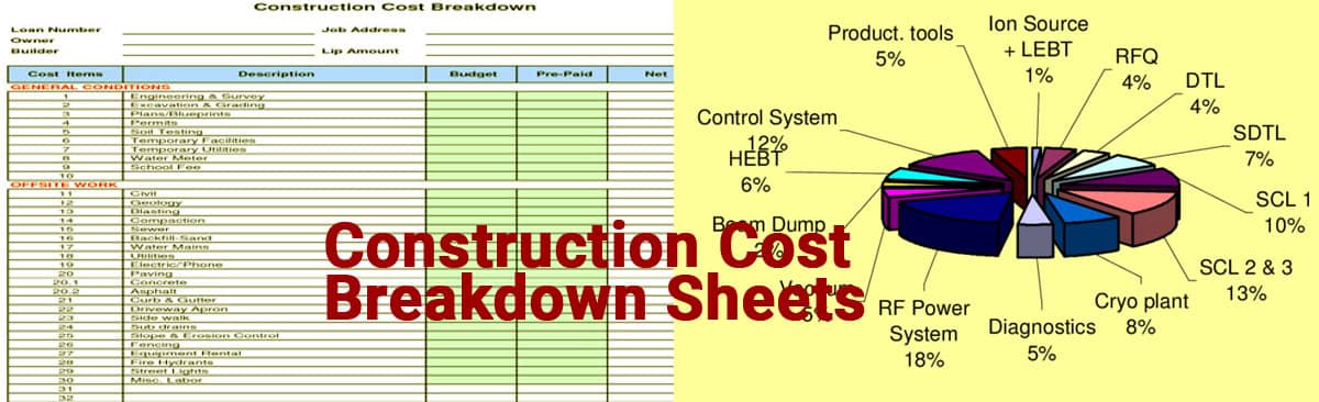 Construction Cost Breakdown Sheets
